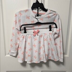 Rachel Zoe White and Pink Bow-Print Girls Matching Top & Skirt